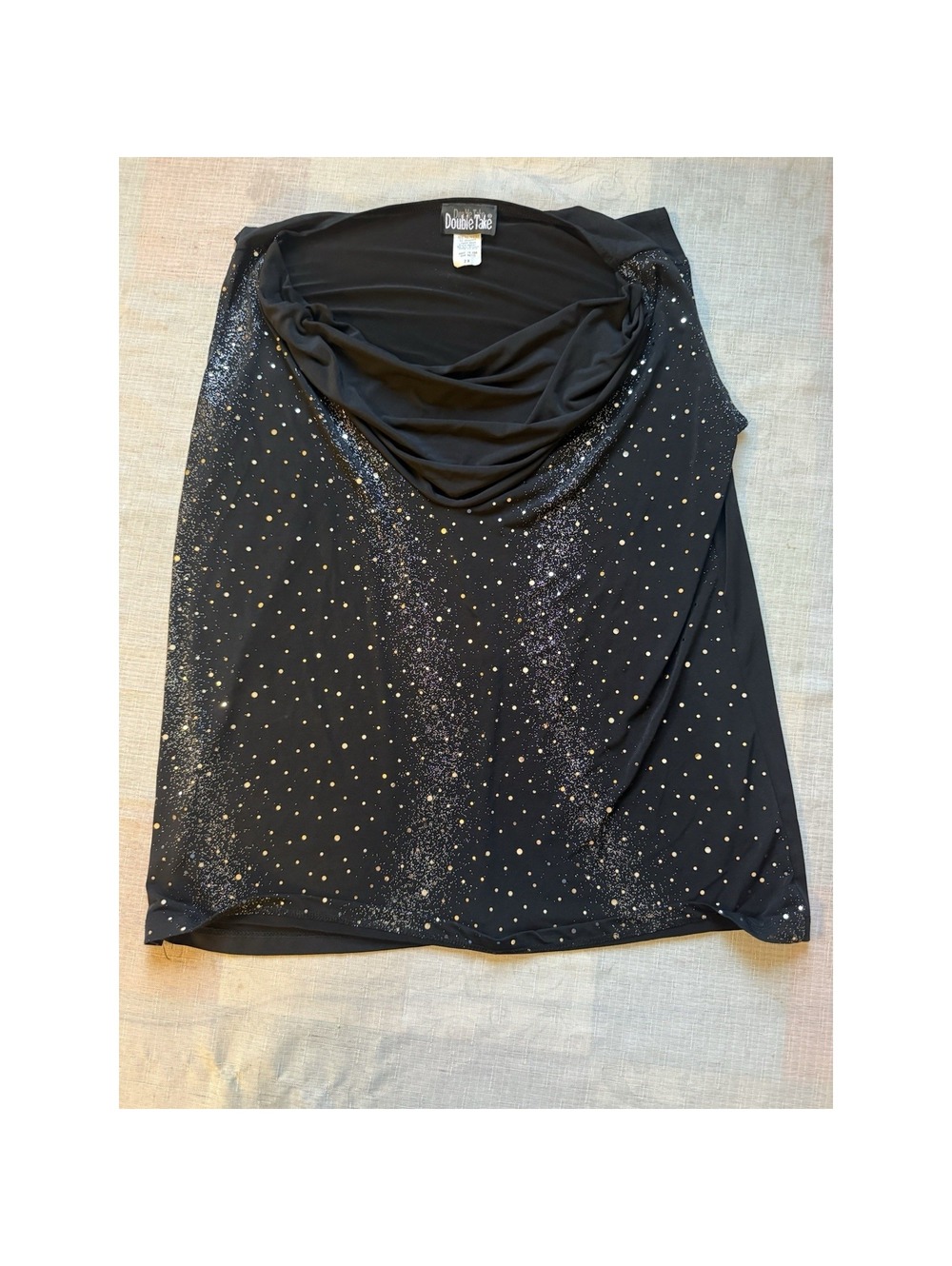 Double Take Women's 2X Black Gold Cowl Neck Dress Top USA--1